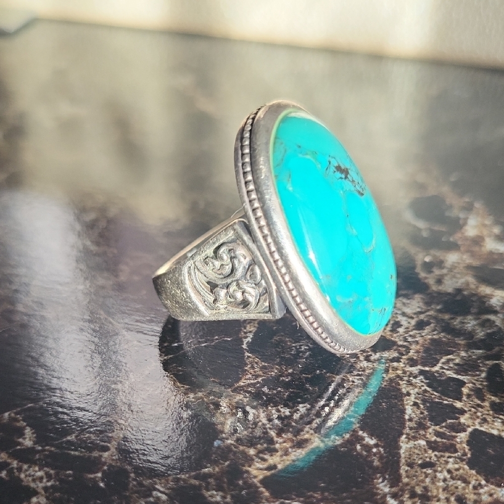 Turquoise Silver Ring - image 4
